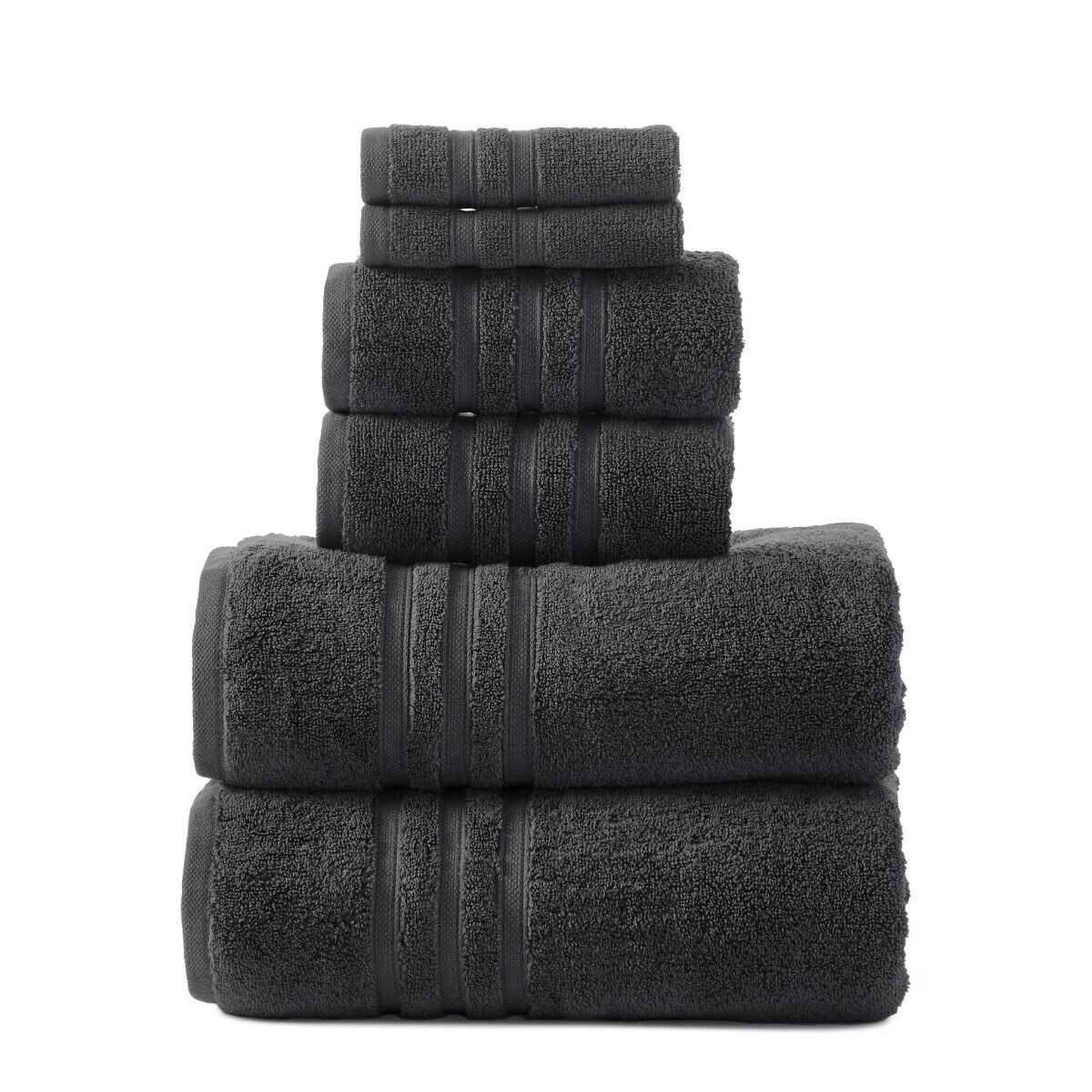 Logan & Mason Super Duet 6PC Towel Set- Charcoal