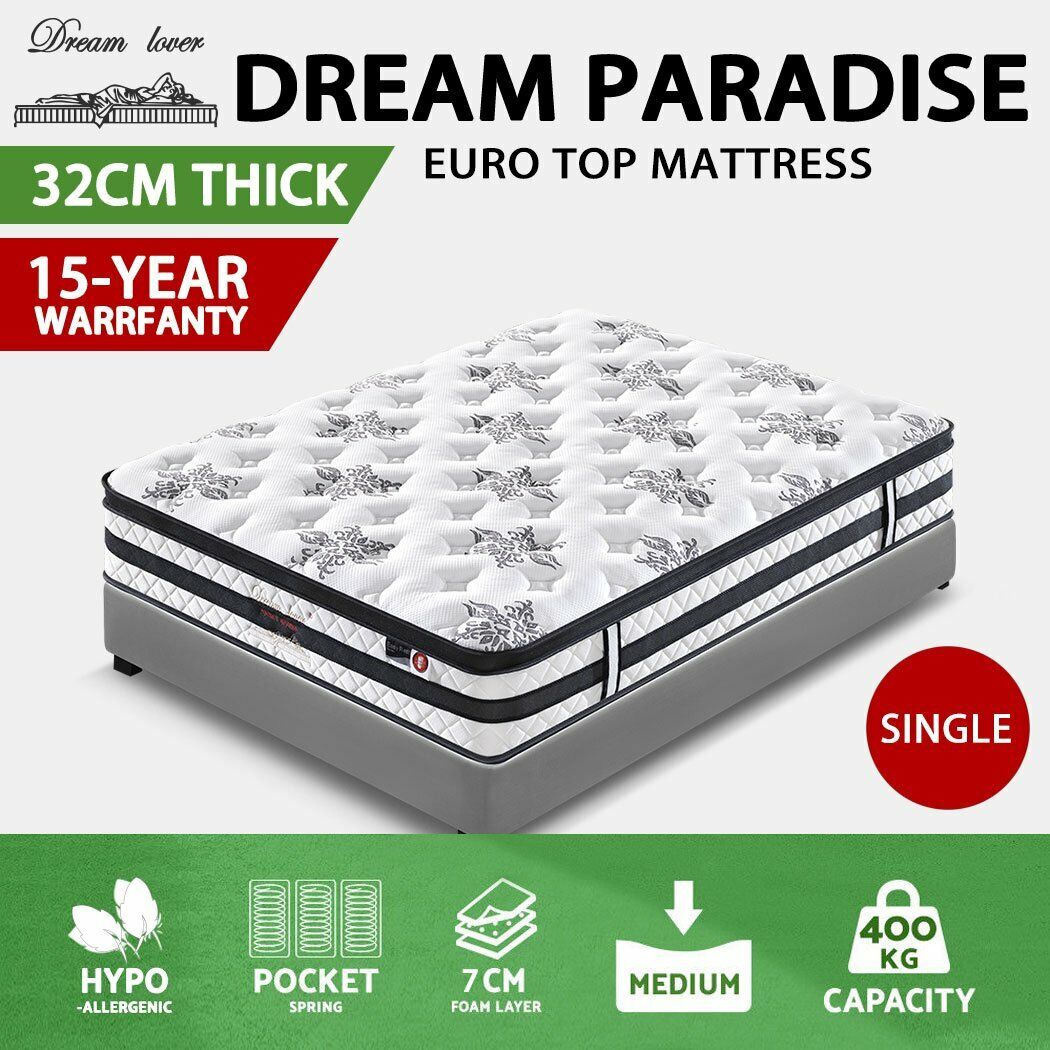 SINGLE SIZE Medium Firm Mattress Bed Pocket Spring Ultra HD Foam