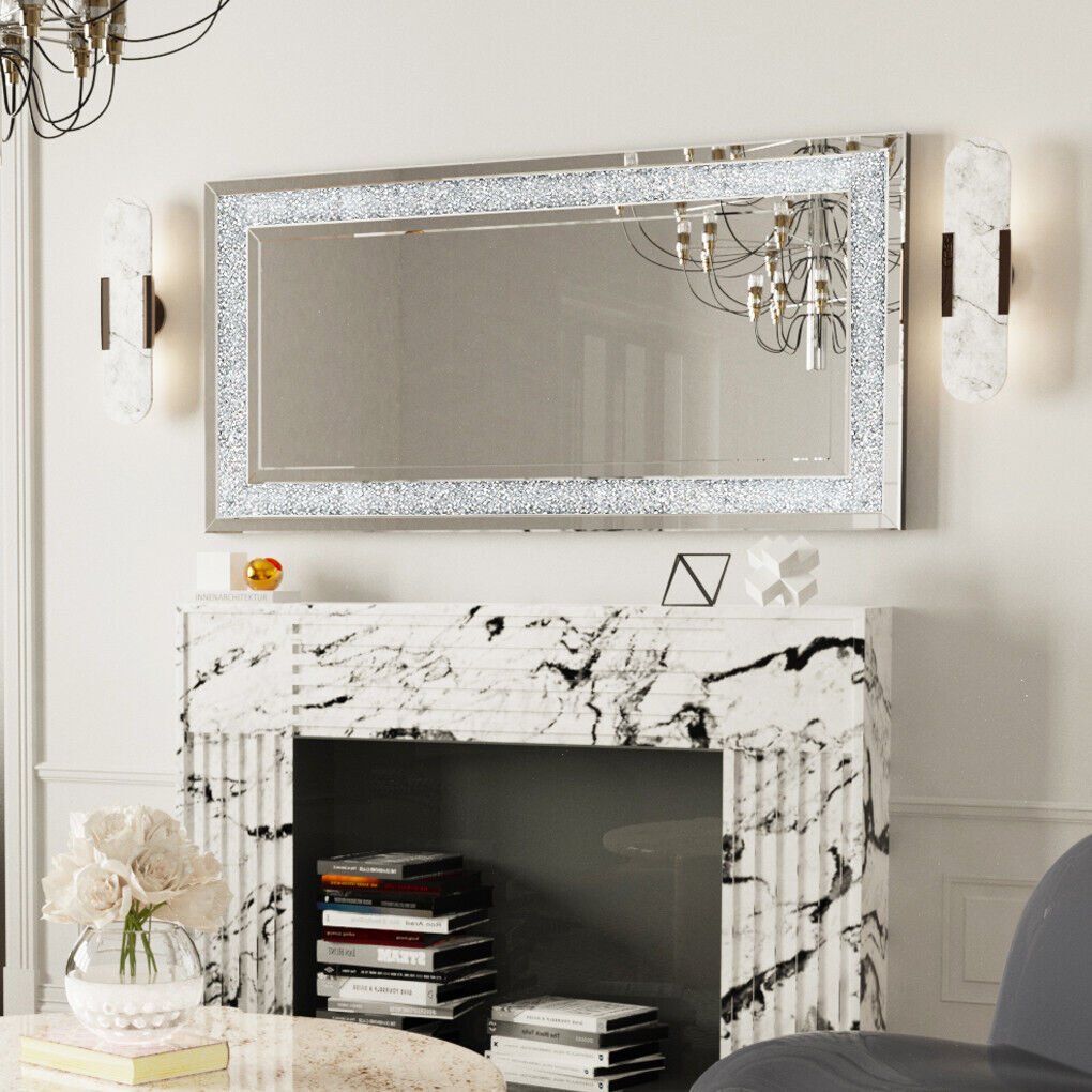 Jeweled Crystal Frame Full Body Mirror Artistic Accent Mirror Dining Room Foyer