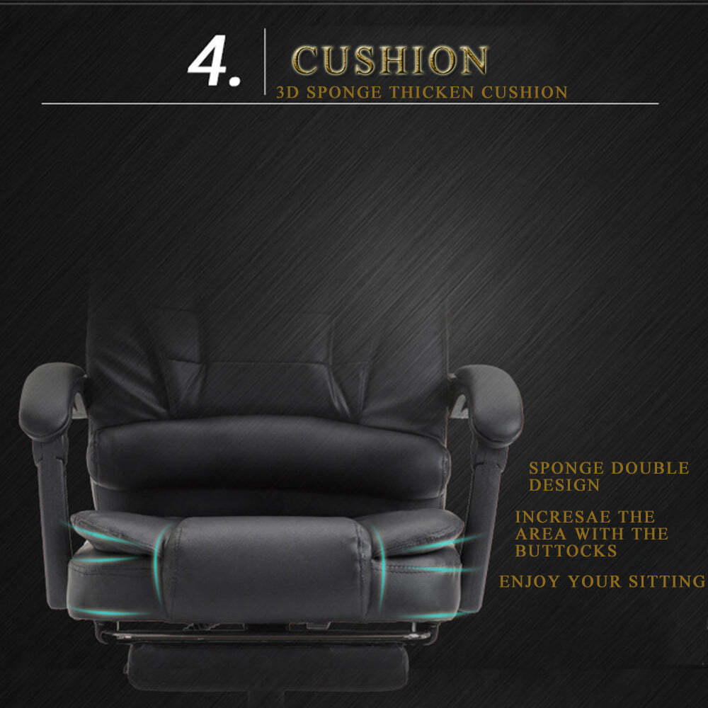 Executive Office Chair Black PU Leather Massage Computer Gaming Gas Lift Seat