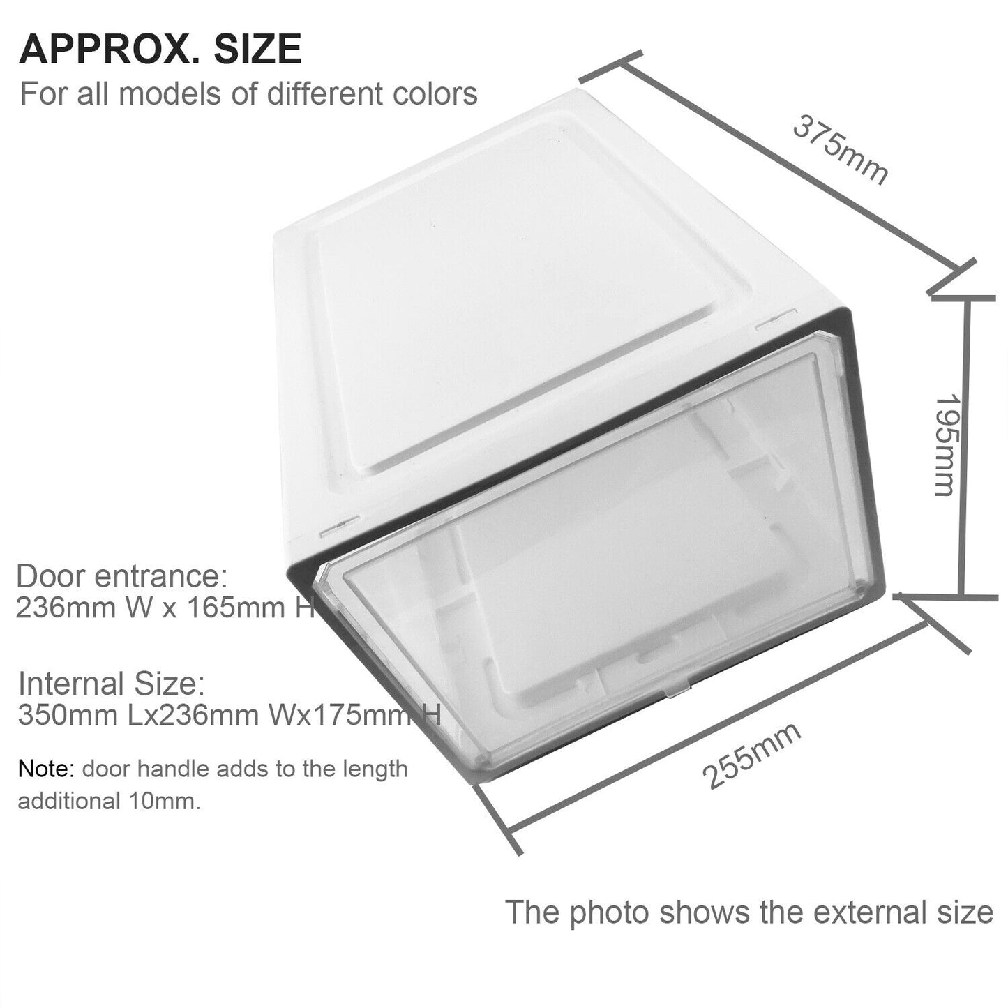 10xExtra Large Plastic Shoe Box Stackable Clear Storage Container Heavy Duty Wht