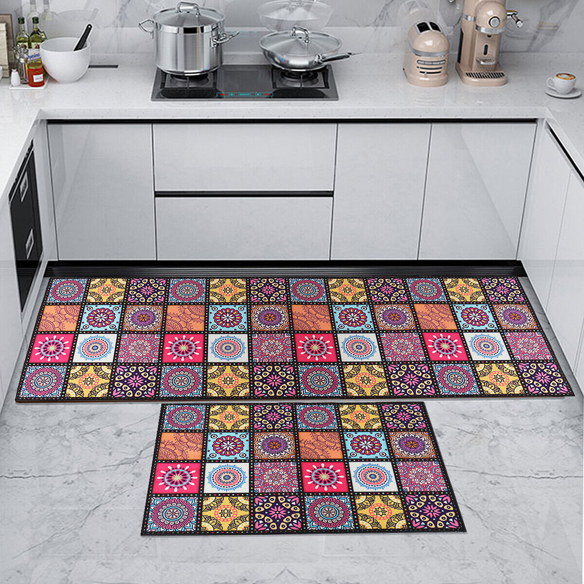 YEERSWAG 2PC Non-Slip Mat Kitchen Floor Mat Rug Area Carpet Rugs Door