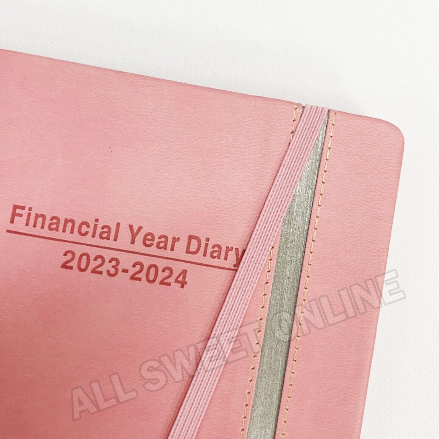 2023 2024 Financial Year Diary Pink Week To View A5 Hard Cover Elastic Band WTV