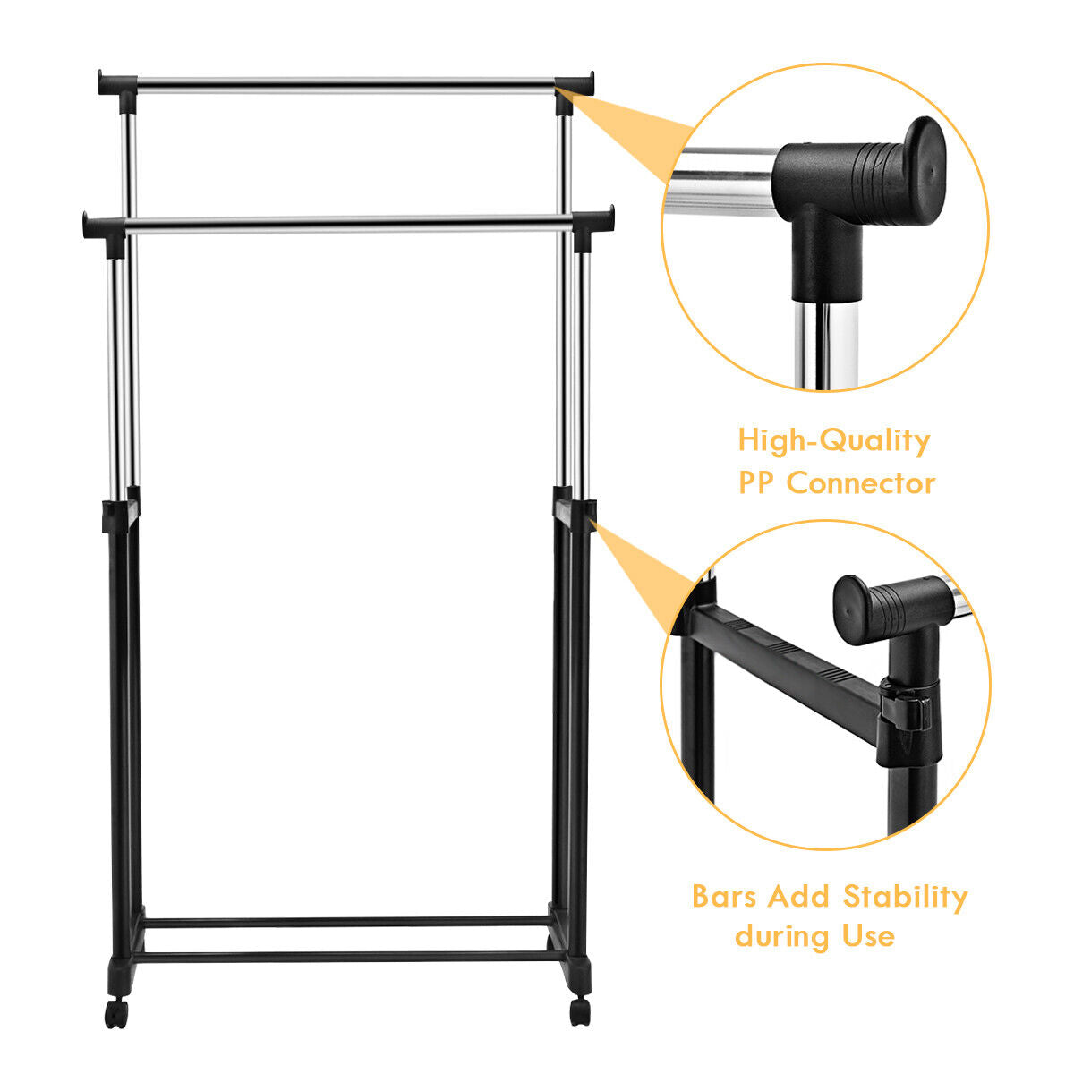 Giantex Rolling Clothes Garment Rack Mobile Adjustable Clothing Drying Rack