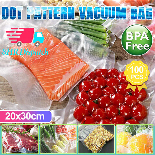 100x Large Quality Vacuum Sealer Bags Food Saver Smell-Proof Puncture Prevention