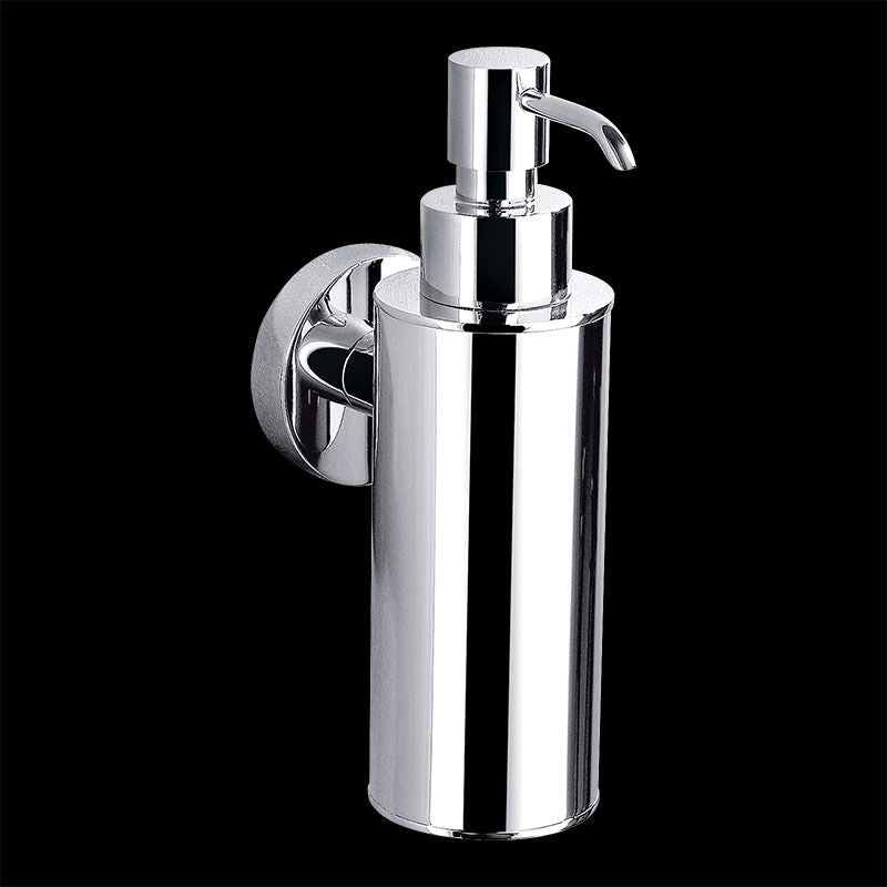 Bathroom Round Full Chrome Soap Dispenser Holder Wall Mounted Brass Chrome