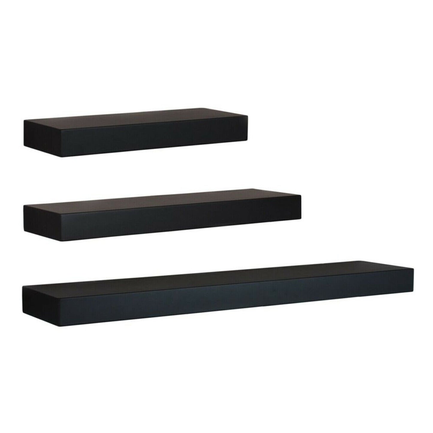 Ekkio Floating Wall Shelf Set of 3 DIY Mount Wooden Book Display Rack Black