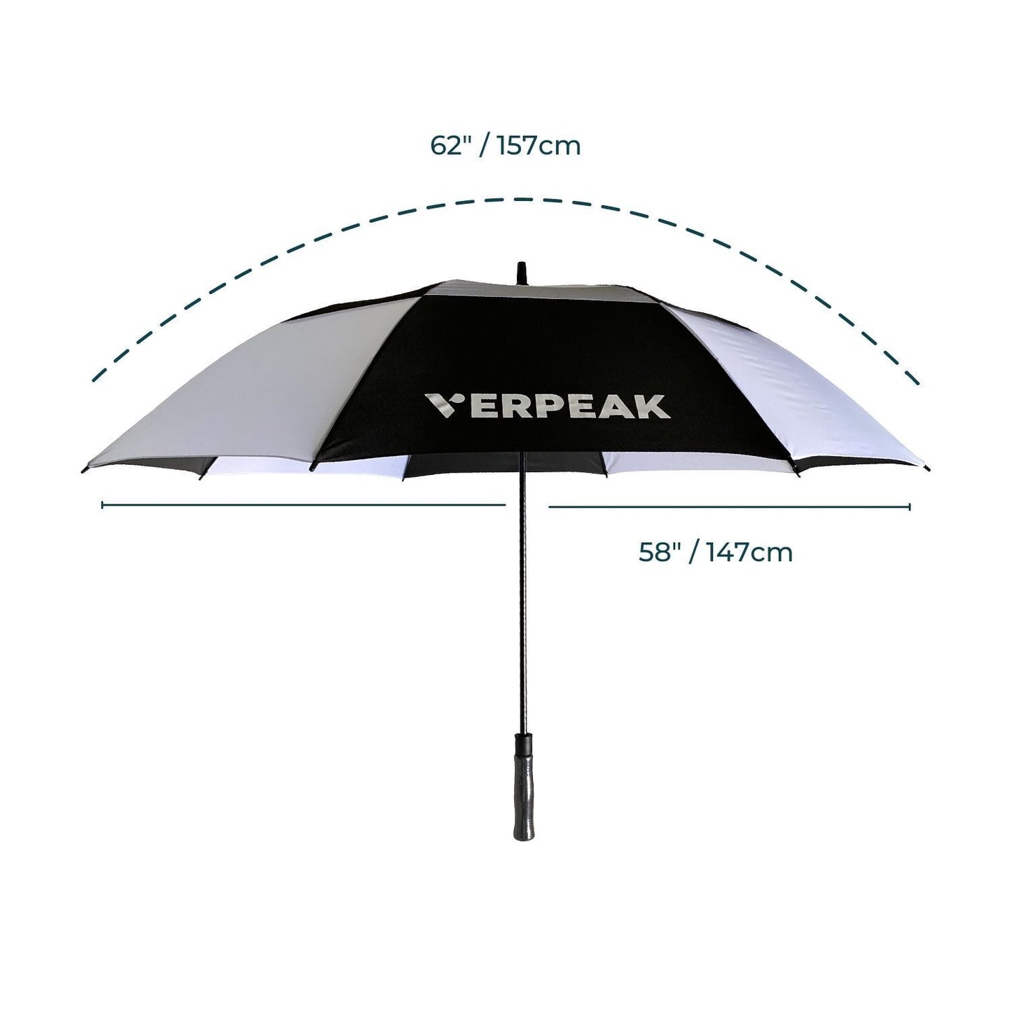 Verpeak Ultra Large Golf Umbrella 62" 210T Pongee Micro-weave Fabric Black White