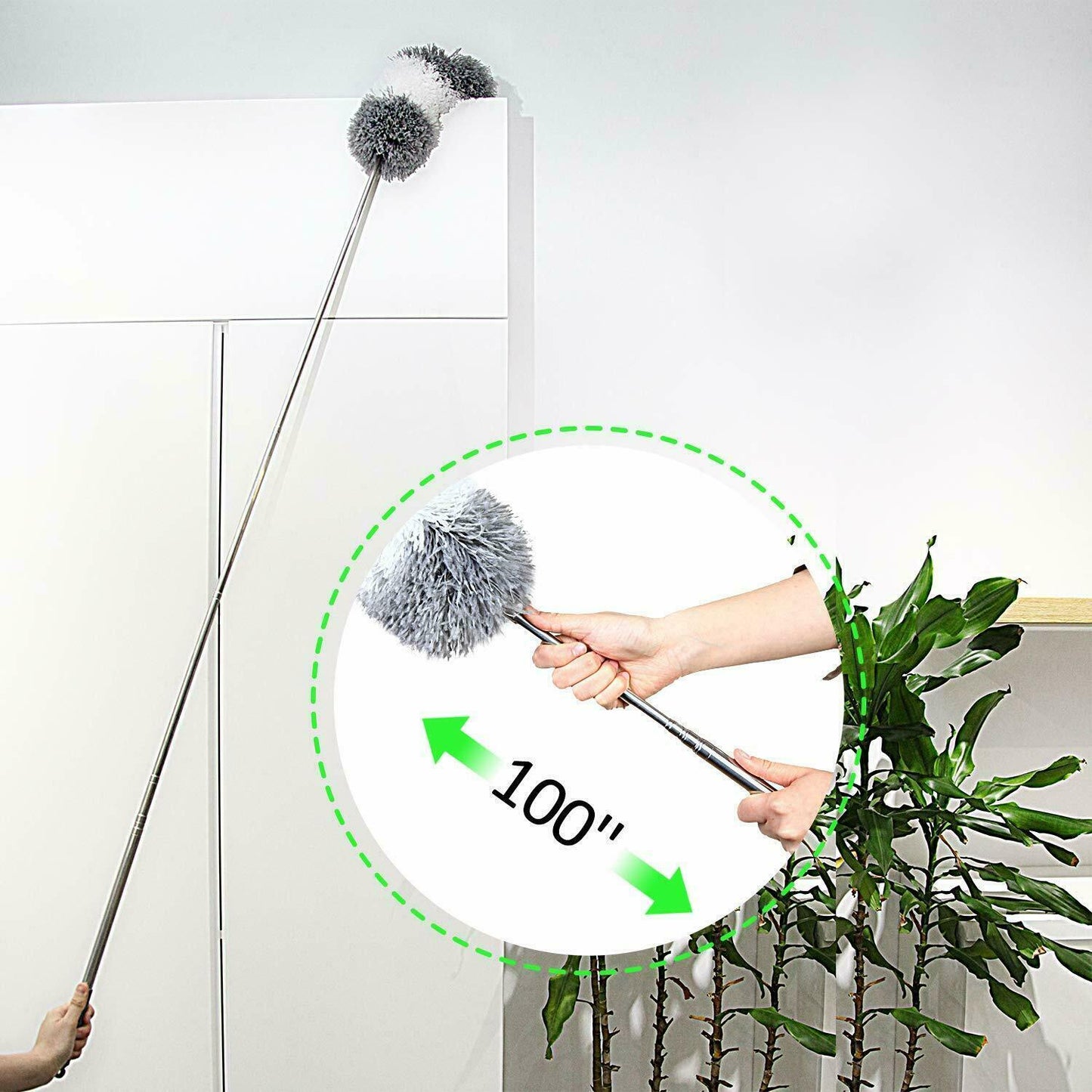 Feather Duster Extendable Handle 245cm Long Telescopic Duster Magic Static Brush