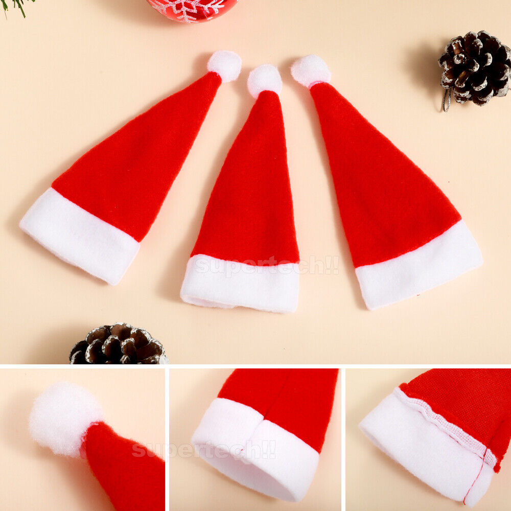 10PCS Red Hat Santa Cutlery Christmas Knife Bag Xmas Fork Holder Xmas Decoration