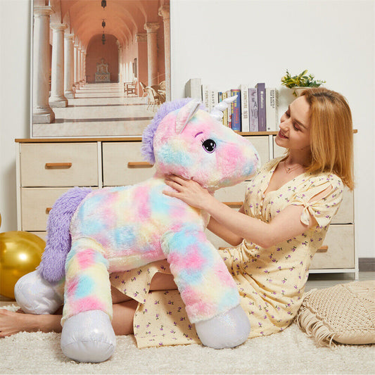 105cm Large Giant RAINBOW UNICORN Soft Plush Toy Sleeping Buddy Doll Kids Gift