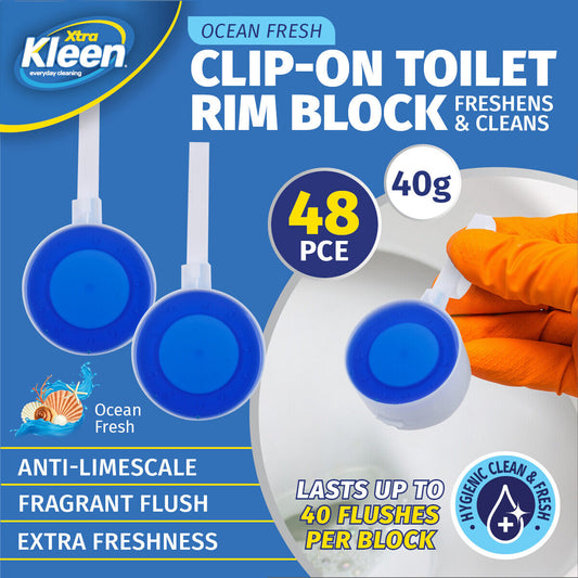 Xtra Kleen® 48PCE Clip On Deodorisers Ocean Fresh Scent Anti Limescale 40g