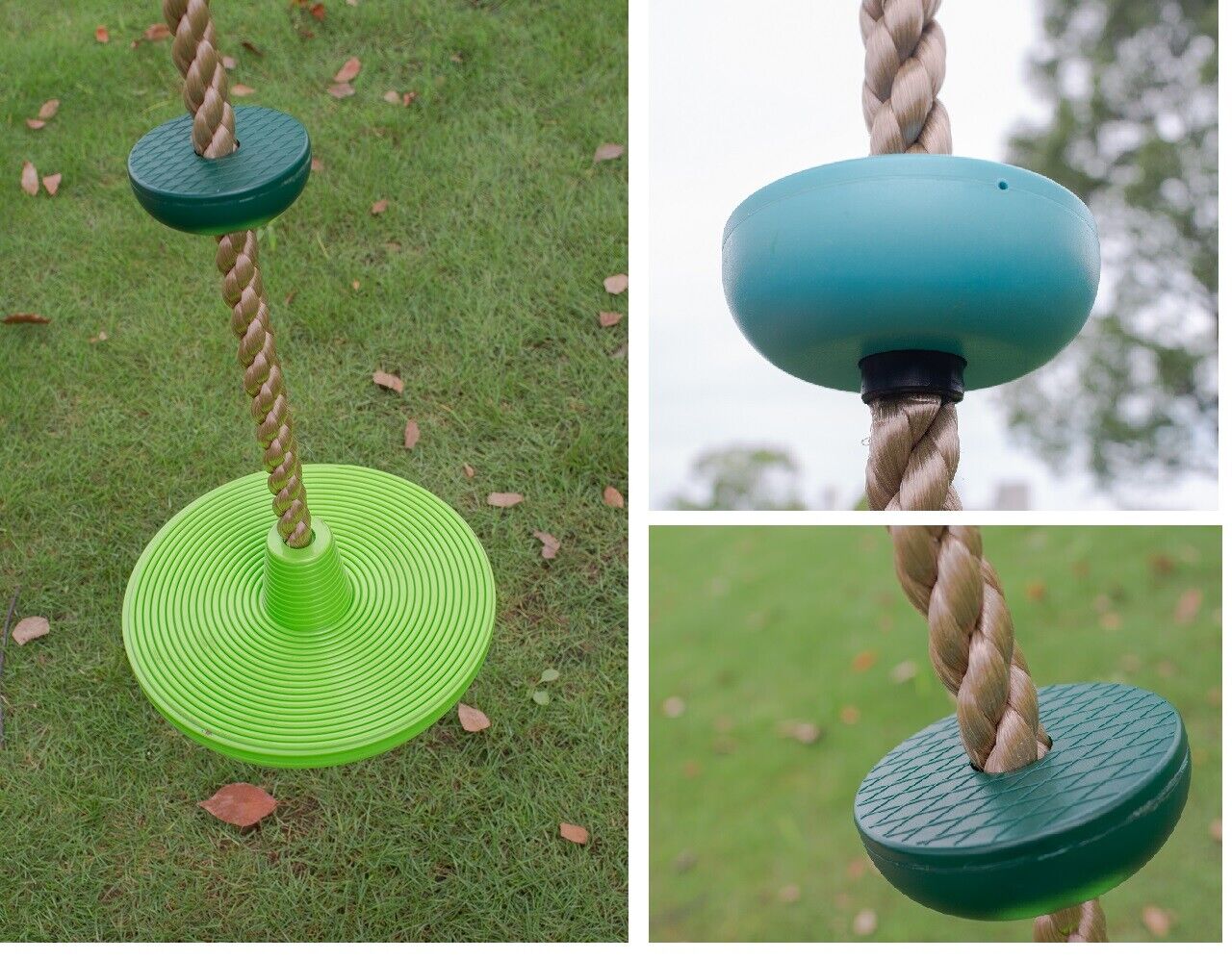 2m Kids Rope Swing Round Swing Seat with Foot Holder Platform tree Swing Disc