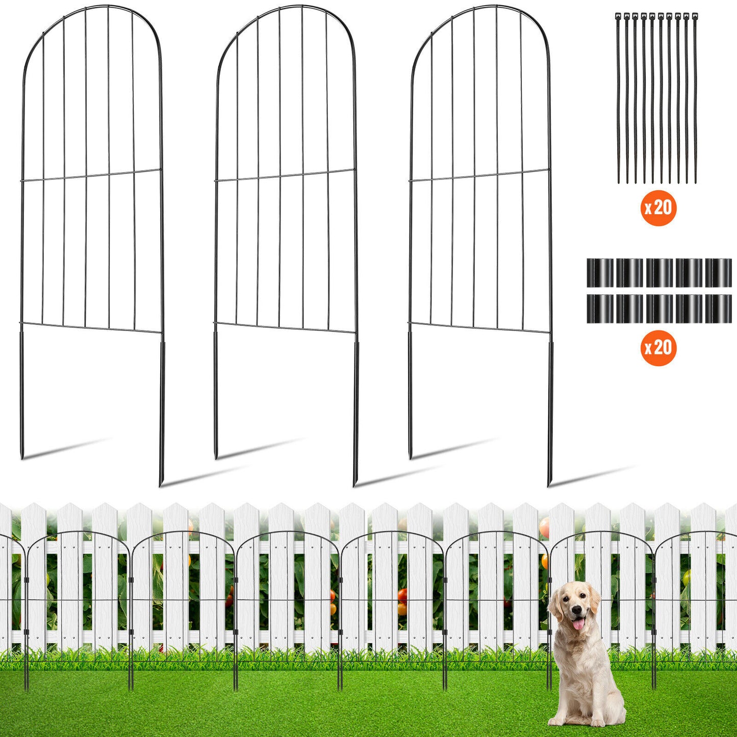 Garden Fence No Dig Fence 24''(H)x13''(L)Animal Barrier Fence 10 Pack