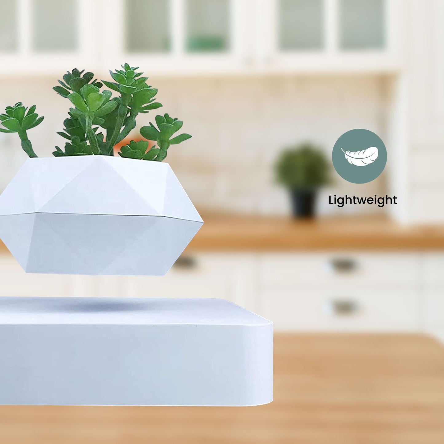 GOMINIMO Magnetic Levitating Plant Pot for Indoor Home Garden White