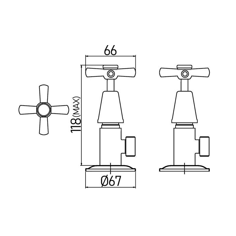 Laundry Elbe Washing Machine Stops Tap Set Brass Chrome Full Turn WaterMark