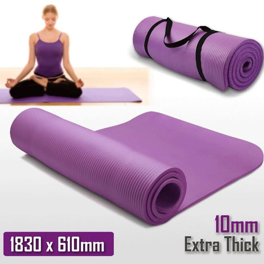 10mm Extra Thick NBR Yoga Mat Gym Pilates Fitness Exercise Balance Board Purple