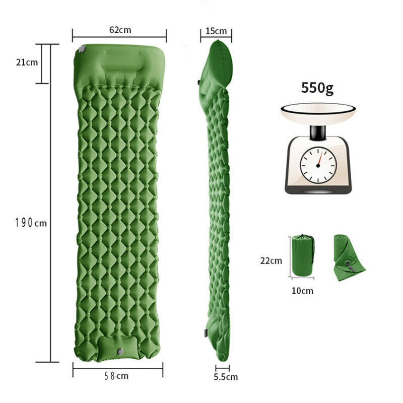 Camping Mattress Sleeping Mat Air Bed Pad Single Green