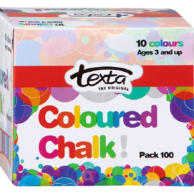 100x Texta Chalk Sticks Assorted Colours Blackboard Pack BULK School