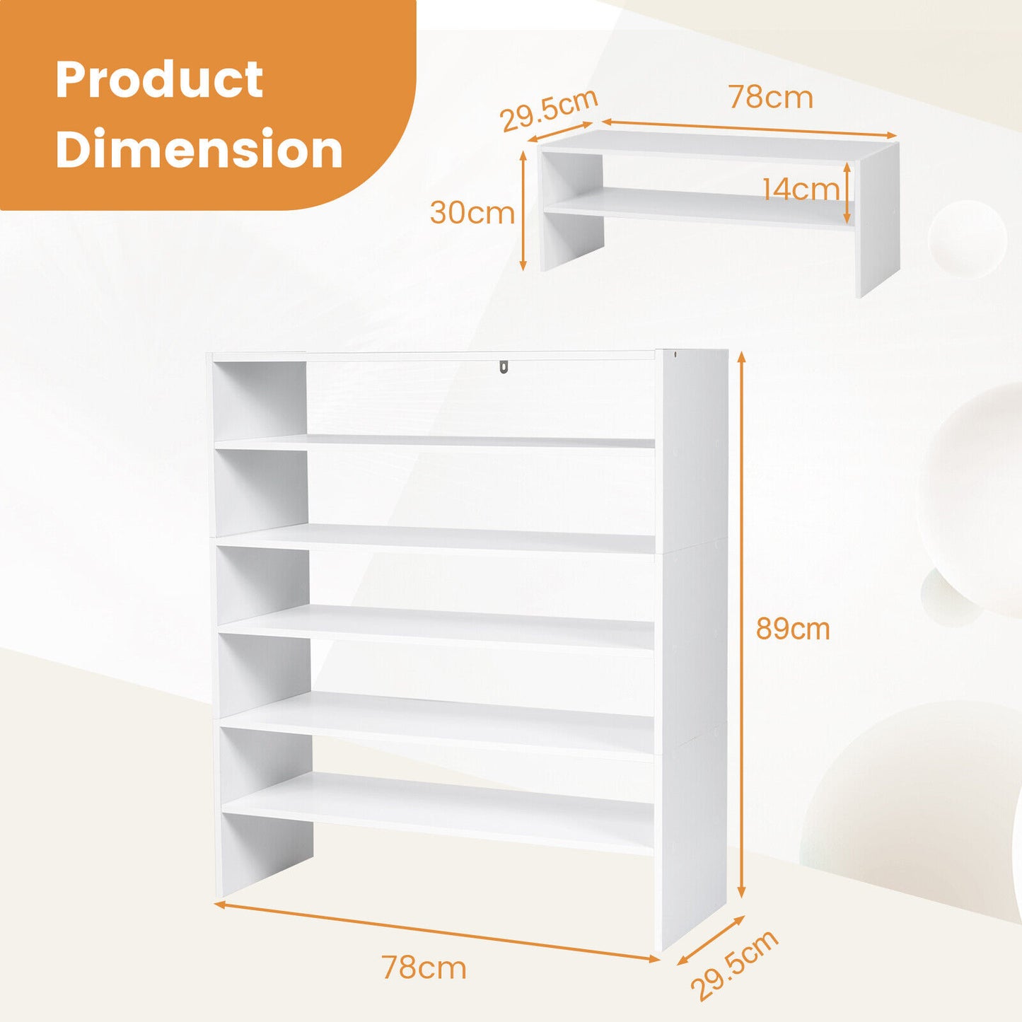 3 PCS Stackable Shoe Rack Horizontal Organiser 2-tier Storage Shelf White