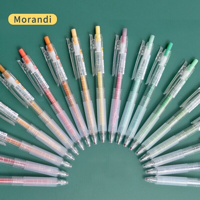 9 Morandi Color Gel Ink Pen 0.5mm Retractable Writing Drawing For Diary Journal