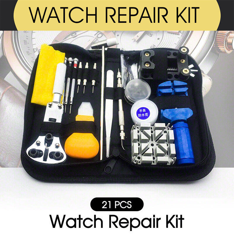 21pcs Watch Opener Hand Watchmakers Remover Repair Tool Kit Set w/case