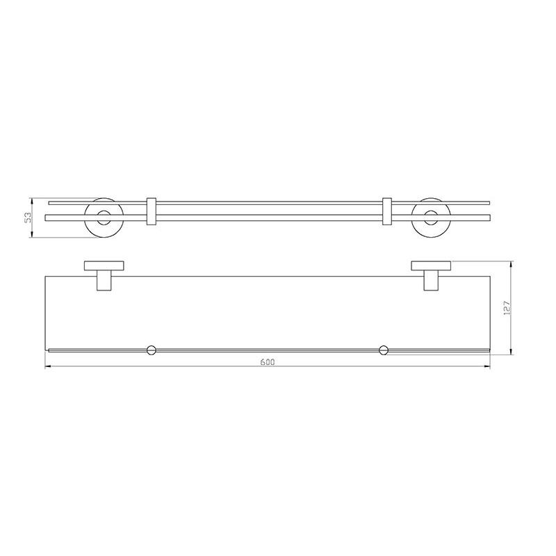 Bathroom Round 600mm Single Shower Glass Shelf Wall Mounted Brass Chrome