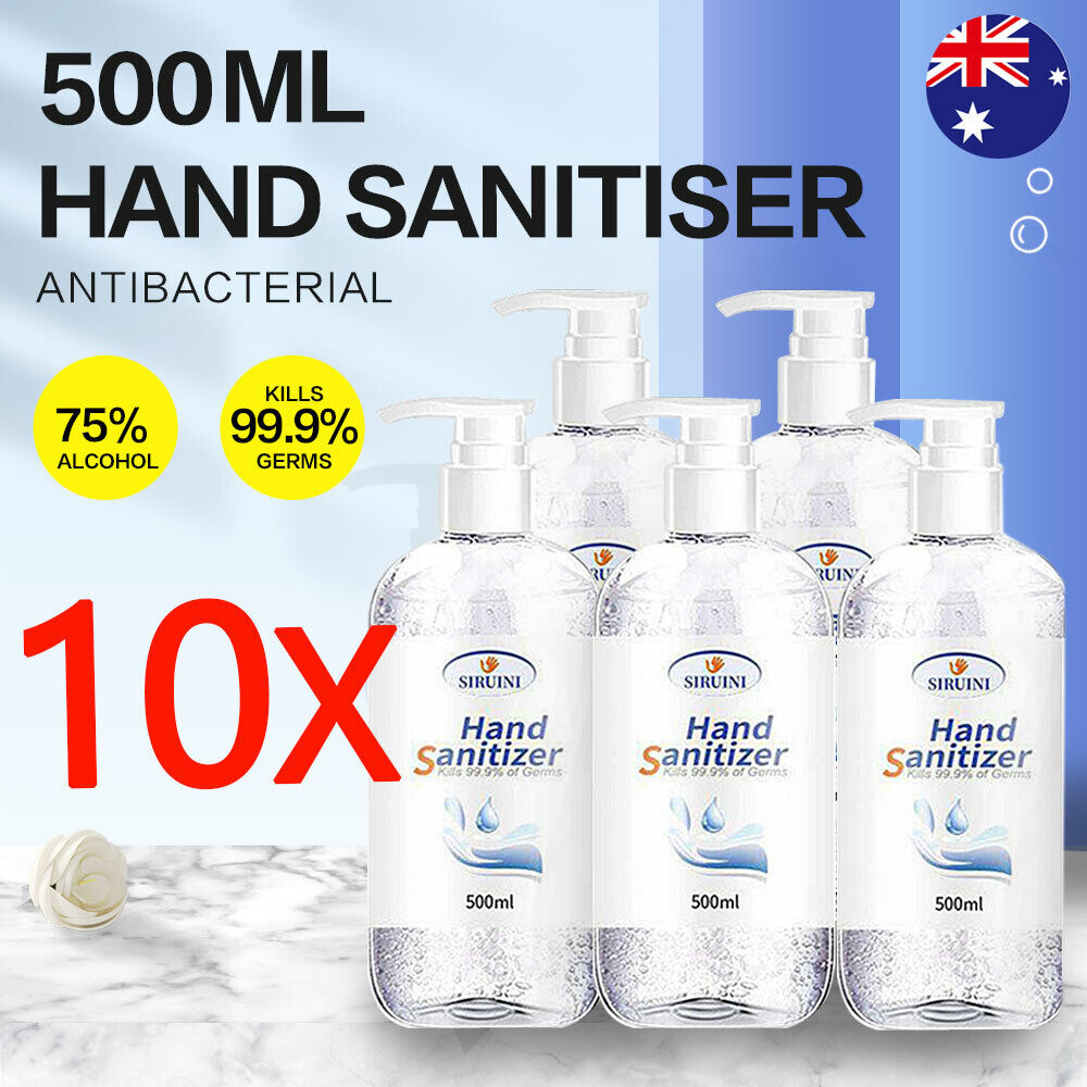 10 x HAND SANITIZER 500ml 75% Alcohol Sanitiser Gel