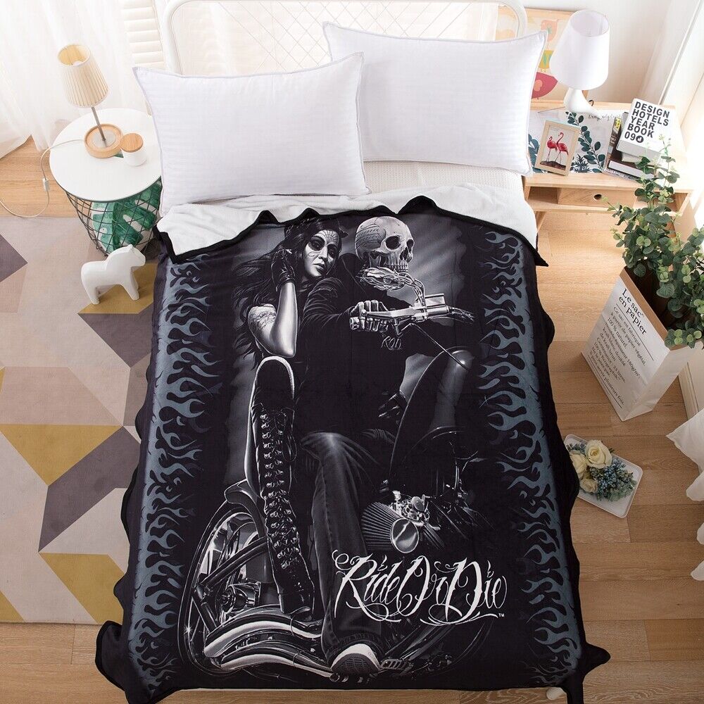 Skull Lover Black 150X200cm Size Blanket Soft Warm Throw Rug Home Decor Bed