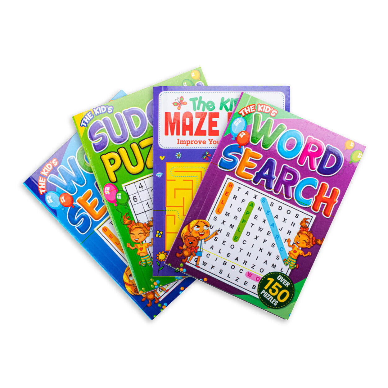4PK Kids Puzzle Books Word Search Mazes Puzzles Activities Fun Learning A5