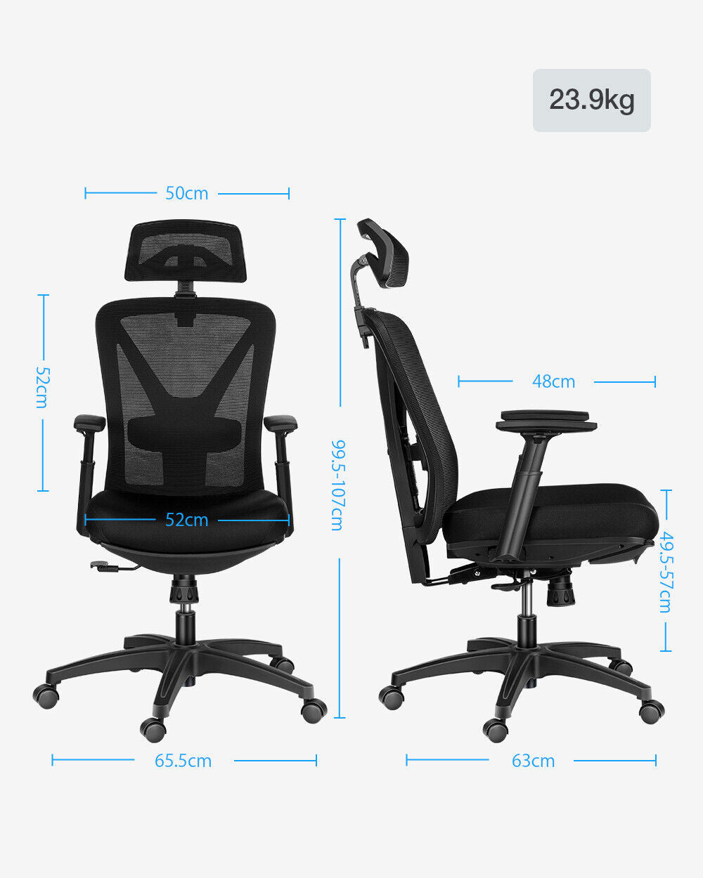 Office Chair Computer Chairs Study Work Mesh Recliner Footrest Lumbar Support