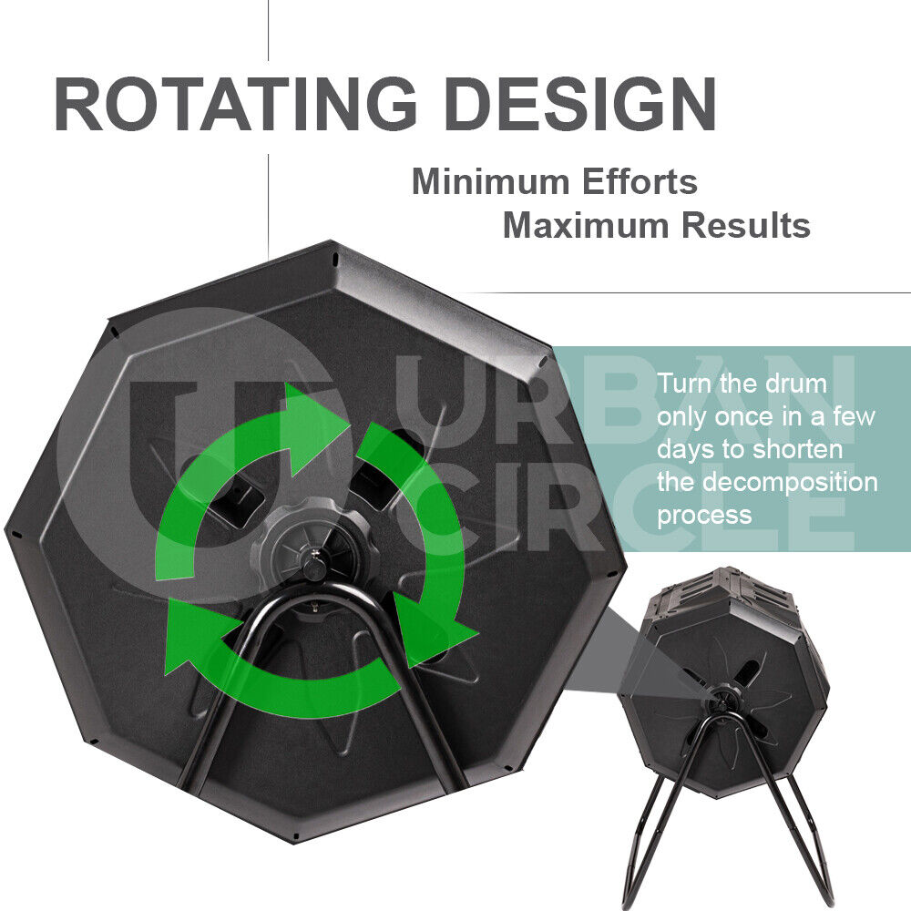 Groverdi 160L Compost Bin Tumbling Composter Dual Chamber Rotating Recycle Waste