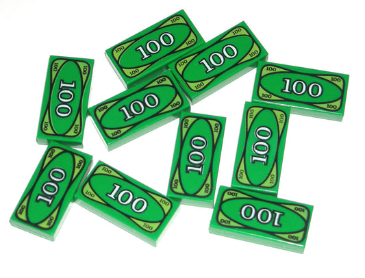 10X Lego printed money Note 100 Dollar Tile