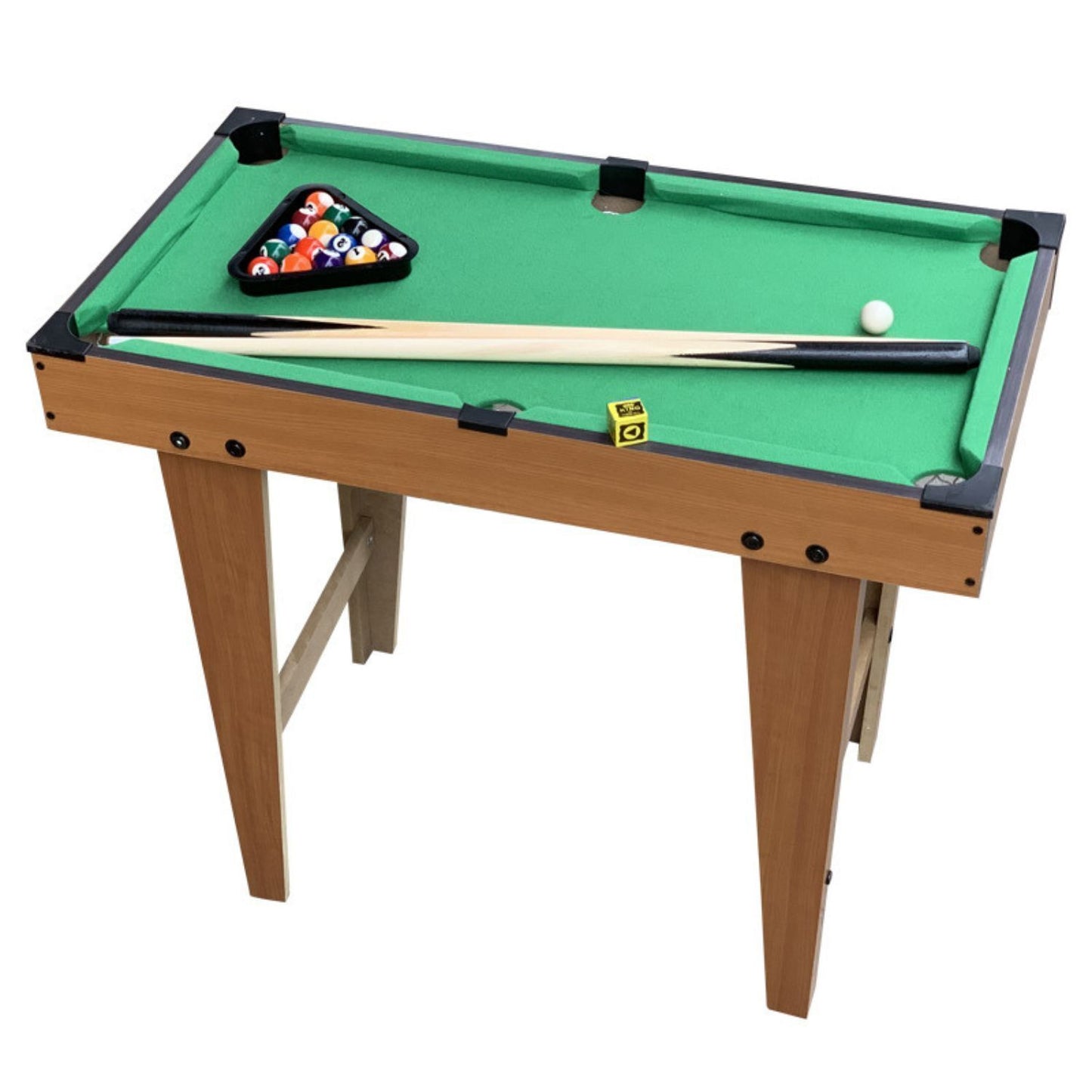 GOMINIMO 69cm Mini Pool Game Table with 2 Sticks (Wooden and Green)