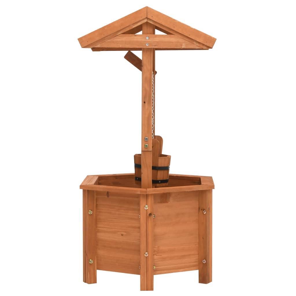 Wooden Wishing Well Garden Lawn Patio Deck Backyard Decor Flower Pot Planter