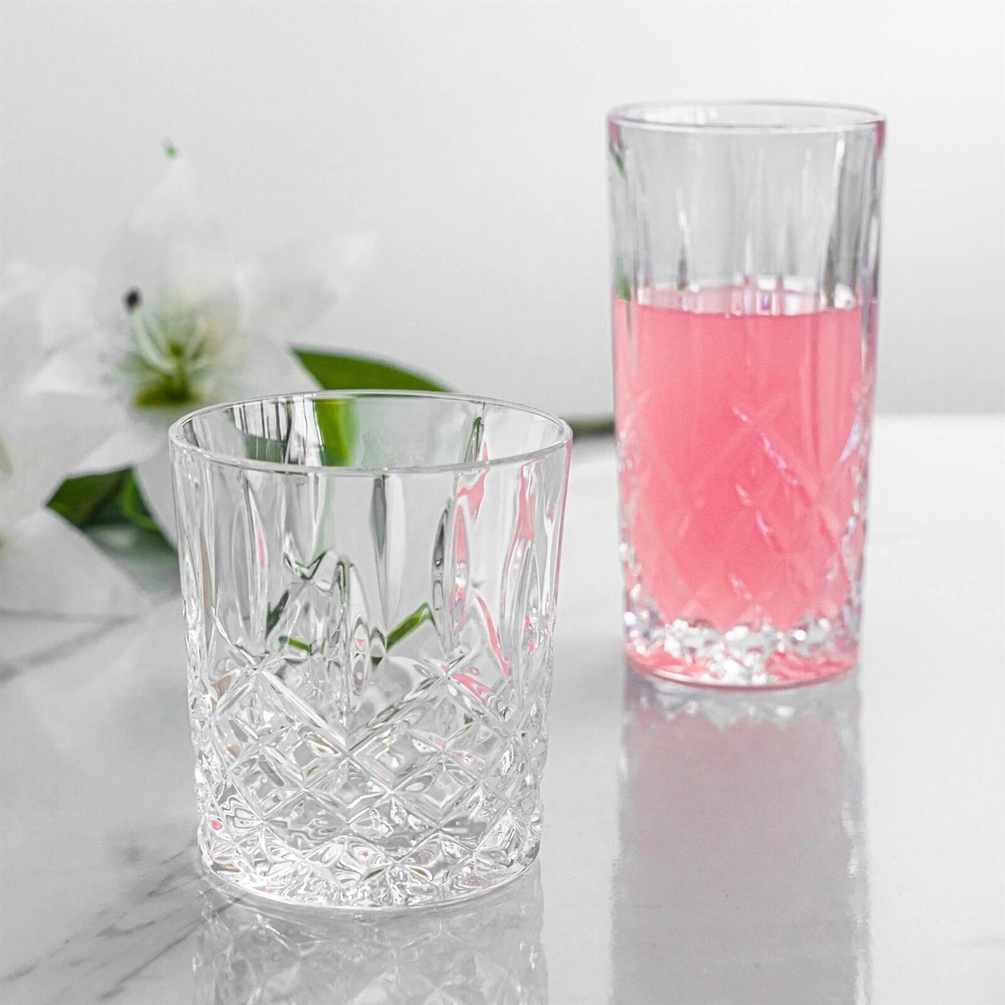 12pc Whiskey Tumblers Highball Glasses Set RCR Crystal Cut Glass Glassware