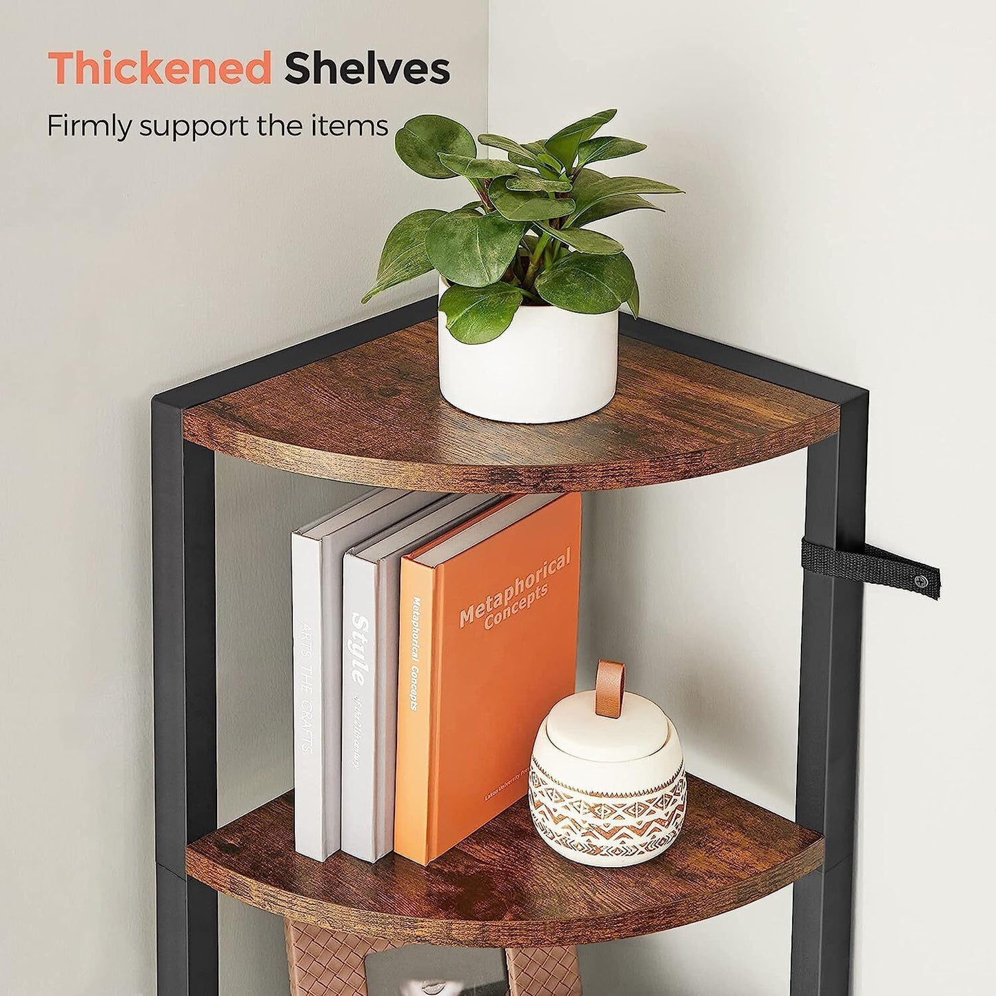 EKKIO 5 Tier Corner Ladder Shelf (Dark Brown)