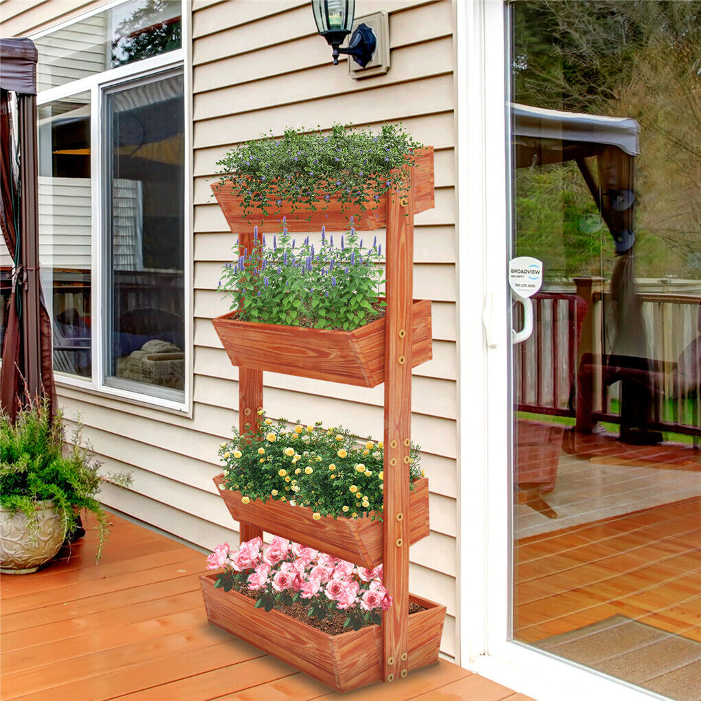 Heavy Duty Raised Garden Bed Indoor Outdoor Ladder Flower Planter Boxes Shelf