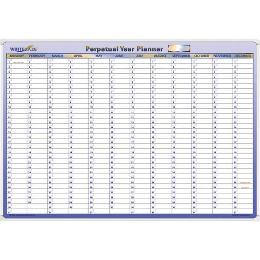 Writeraze Qc Perpetual Year Planner Any Year Whiteboard 700x1000mm