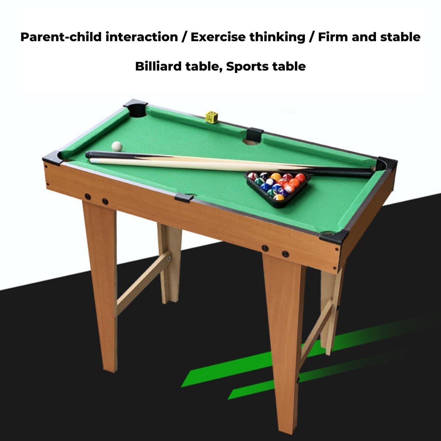 GOMINIMO 69cm Mini Pool Game Table with 2 Sticks (Wooden and Green)