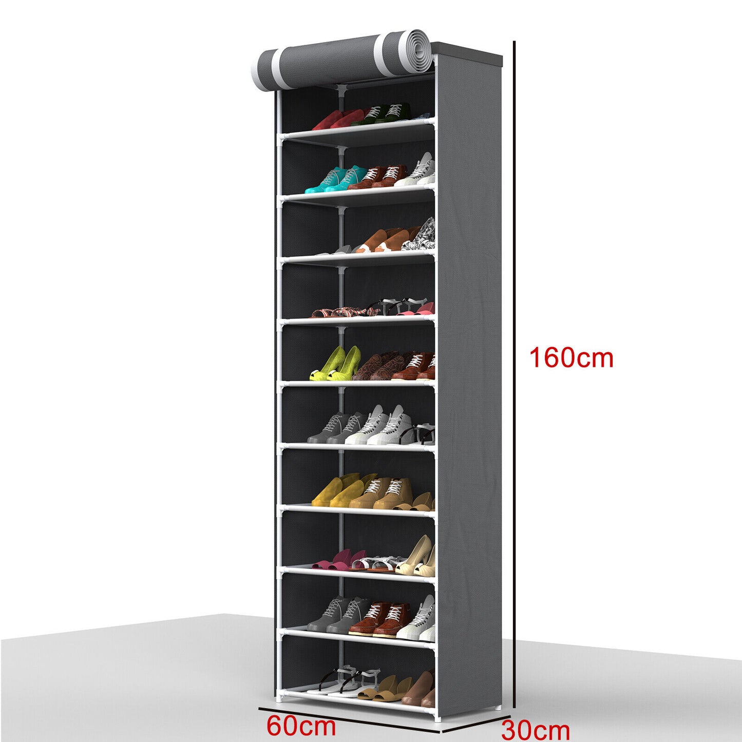 11 Layer 10 Shelf Shoes Cabinet Storage Organiser Shoe Rack Dustproof Standing