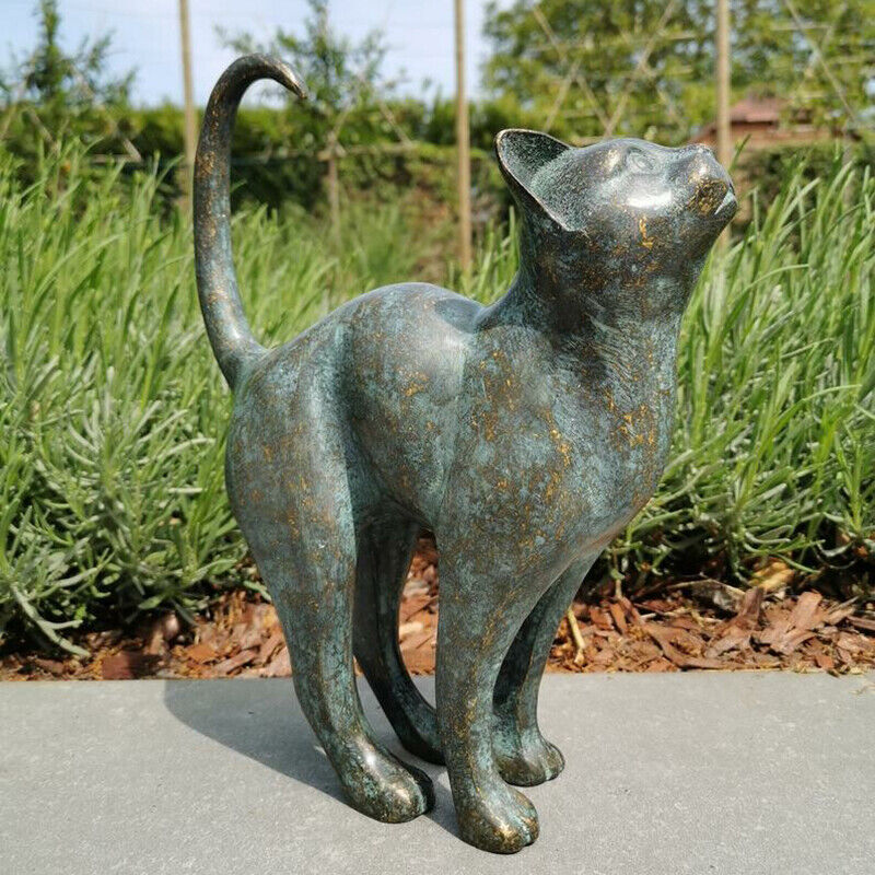 Beautiful Cat Statue With Rounded Back Garden Decor Outdoor Resin Ornament Gift