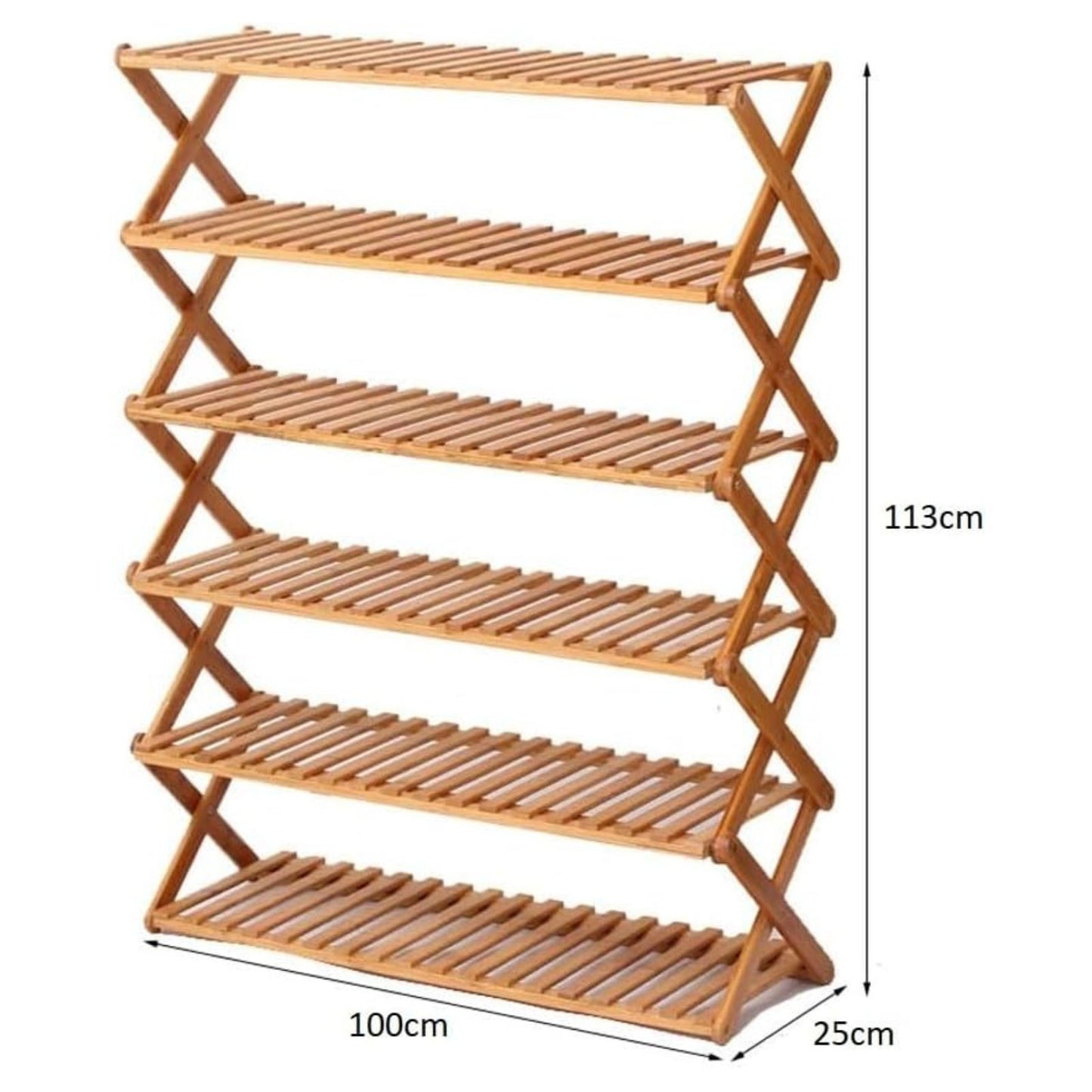 EKKIO 6 Tier Foldable Bamboo Shoe Rack