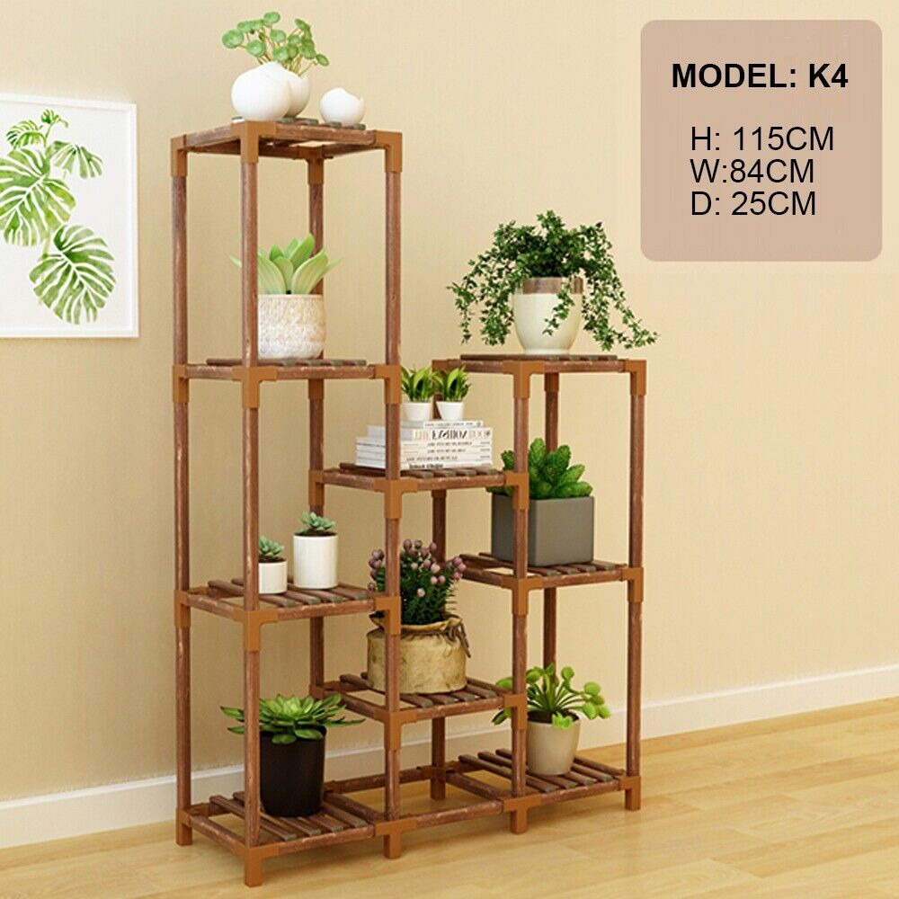 Indoor Outdoor Garden Plant Stand Planter Flower Pot Shelf Wooden Shelving