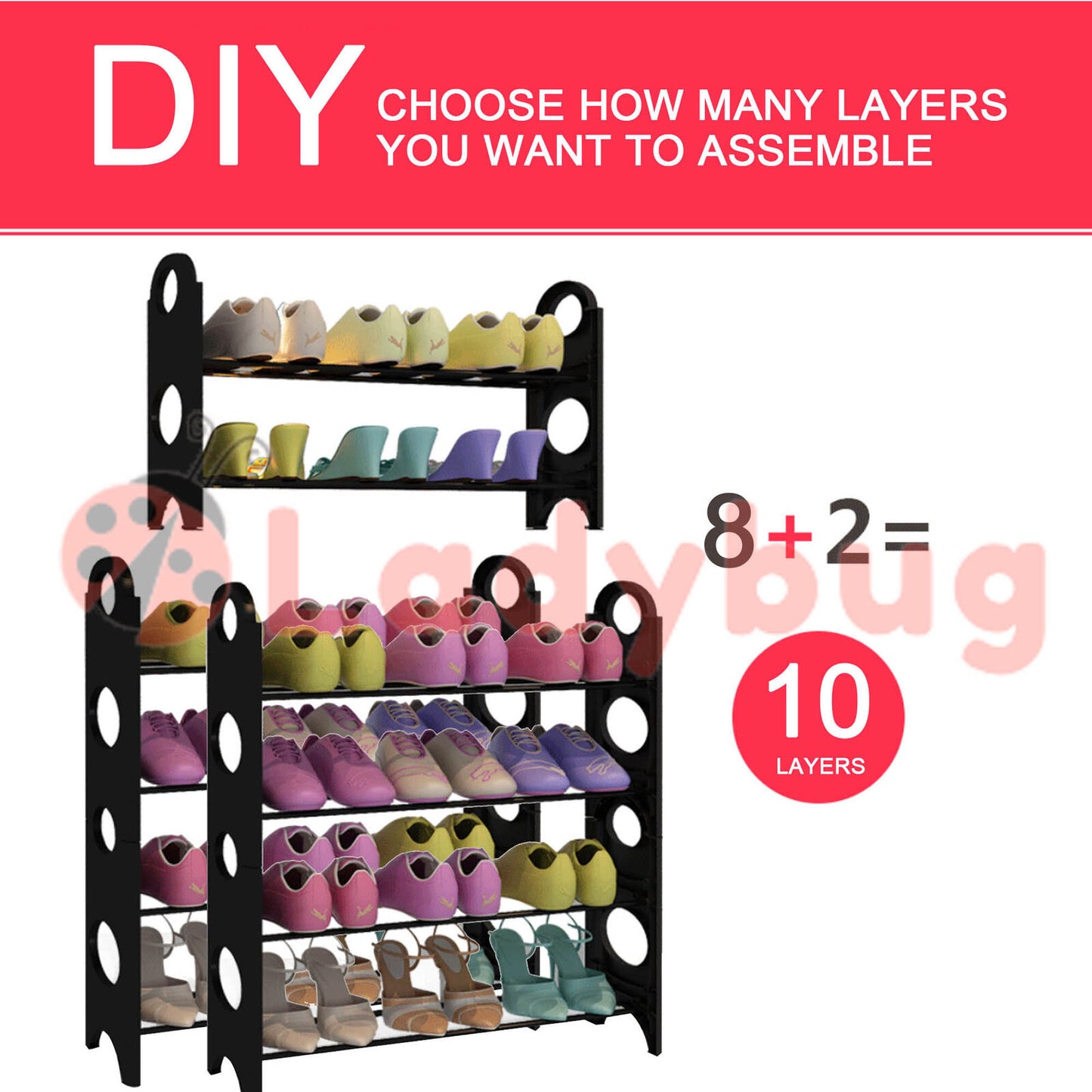 10 Tiers Shoe Rack 30 Pairs Stackable Storage Holder Organiser for Shoes