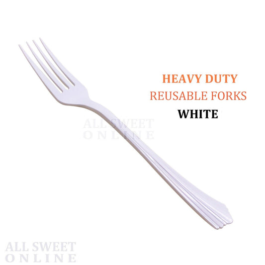 1000pc Heavy Duty Plastic Forks Reusable White Cutlery Bulk Party Catering Event