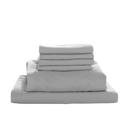 1000TC Ultra Soft 4 Pc Flat & Fitted Bed Sheet Set Pillowcases King Single Grey