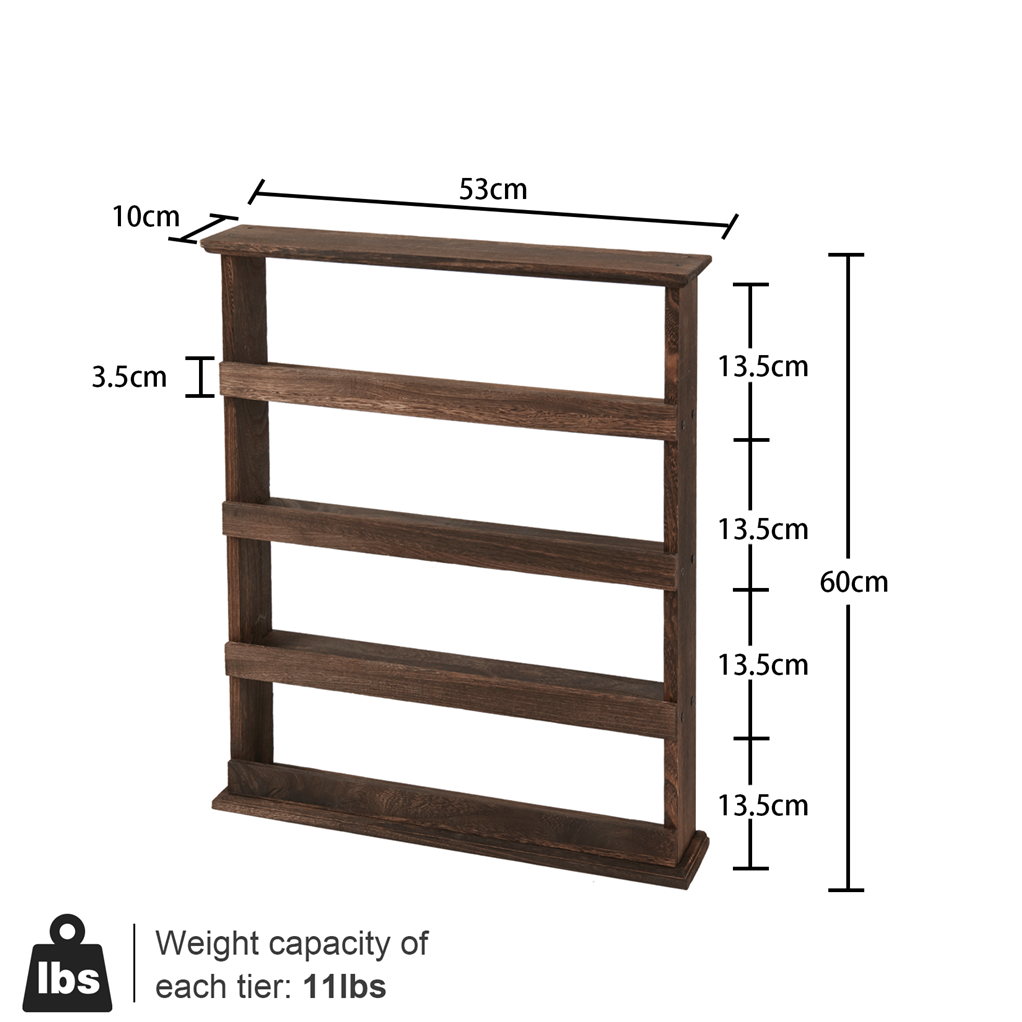 4 Tier Wood Spice Rack Storage Shelves Countertop Storage Organiser for Kitchen