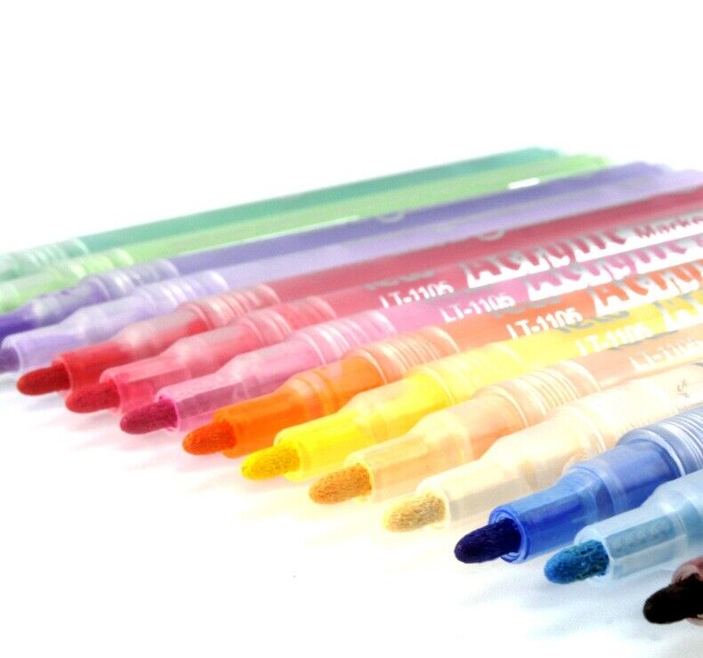 18 Colors Acrylic Paint Pen 1mmTip Waterproof DIY Craft Art Painting Drawing Set