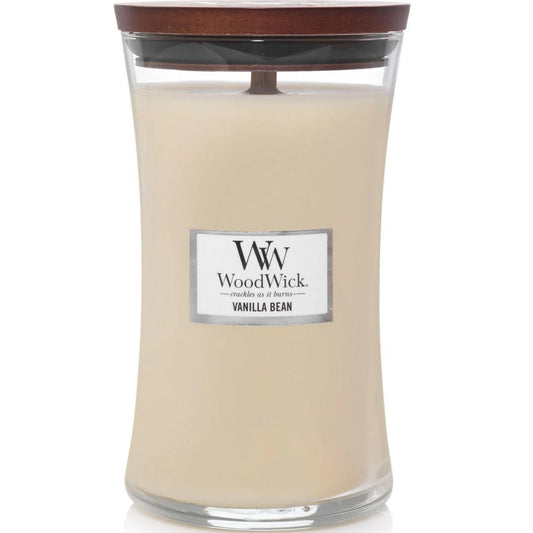 WoodWick Vanilla Bean Large Candle Crackles As It Burns 610G Hourglass